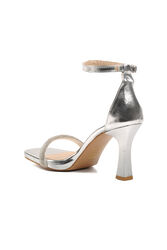 Aspor Gümüş Gri Kırışık Kadın Abiye Ayakkabı Topuklu Sandalet - Thumbnail