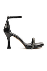 Aspor - Aspor Siyah Ayna Kadın Abiye Ayakkabı Topuklu Sandalet