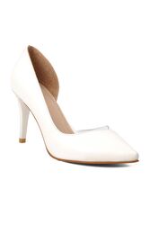 Ayakmod - Ayakmod Beyaz Kadın Şeffaf Detaylı Topuklu Ayakkabı