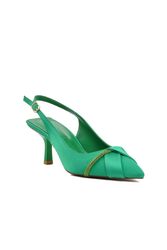Aspor Yeşil Saten Kadın Abiye Ayakkabı - Thumbnail