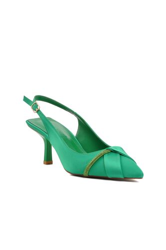 Aspor Yeşil Saten Kadın Abiye Ayakkabı