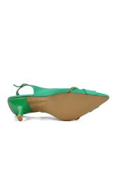 Aspor Yeşil Saten Kadın Abiye Ayakkabı - Thumbnail
