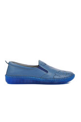 Aspor - Aspor Mavi Hakiki Deri Kadın Günlük Ayakkabı