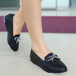 Pabucmarketi Kadın Siyah Babet Ayakkabı - Thumbnail