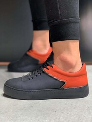 Pabucmarketi Erkek Günlük Ayakkabı Siyah Turuncu - Thumbnail