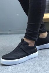 Pabucmarketi Günlük Erkek Ayakkabı Siyah (Beyaz Taban) - Thumbnail