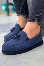 Pabucmarketi Erkek Loafer Erkek Ayakkabı Mavi - Thumbnail