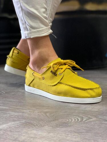 Pabucmarketi Erkek Mevsimlik Keten Ayakkabı Sarı