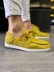 Pabucmarketi Erkek Mevsimlik Keten Ayakkabı Sarı - Thumbnail