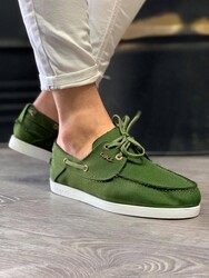 Pabucmarketi Erkek Mevsimlik Keten Ayakkabı Yeşil - Thumbnail
