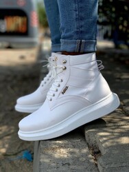 Pabucmarketi Erkek Ayakkabı Yüksek Taban Ayakkabı Beyaz - Thumbnail