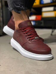 Pabucmarketi Erkek Ayakkabı Yüksek Taban Günlük Ayakkabı Bordo - Thumbnail