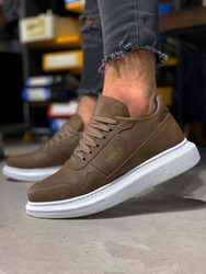 Pabucmarketi Erkek Ayakkabı Yüksek Taban Günlük Ayakkabı Vizon - Thumbnail