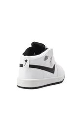 Lambırlent Beyaz Siyah Çocuk Bilek Boy Sneaker - Thumbnail