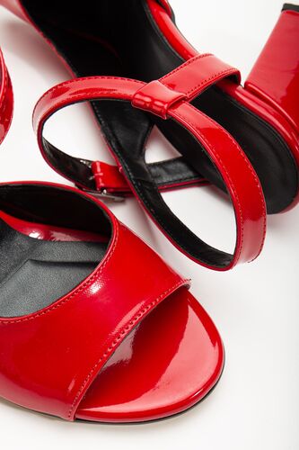 Pabucmarketi Topuklu Kırmızı Rugan Kadın Ayakkabı