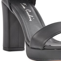 PİERRE CARDİN - Pierre Cardin Siyah Kadın Sandalet Topuklu Ayakkabı