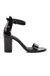 Pierre Cardin - Pierre Cardin Siyah Rugan Kadın Abiye Ayakkabı Topuklu Sandalet