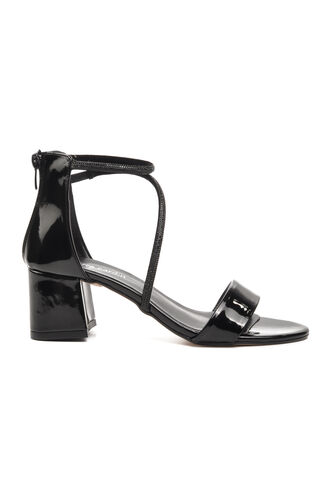 Pierre Cardin Siyah Rugan Kadın Abiye Ayakkabı Topuklu Sandalet