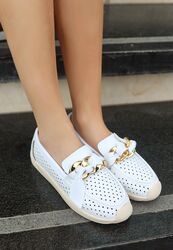 Pabucmarketi Kadın Beyaz Babet Ayakkabı - Thumbnail
