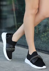 Pabucmarketi Kadın Siyah Streç Spor Ayakkabı - Thumbnail